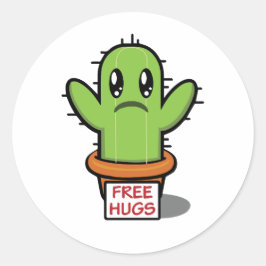 Free Hugs - Cactus Funny Spaß Runder Aufkleber