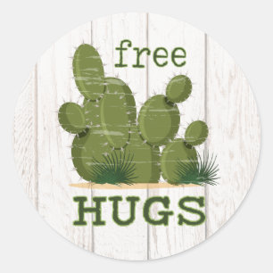 Free Hugs Cactus Runder Aufkleber
