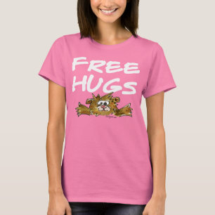 Free Hugs Cartoon Hamster White Text T Shirt