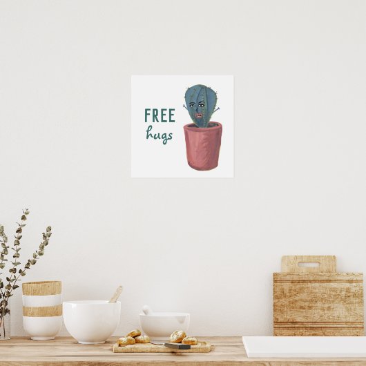 FREE HUGS CRAZY CACTUS LADY lustig Poster (Küche)
