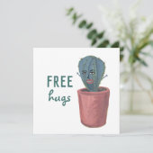 FREE HUGS CRAZY CACTUS LADY lustige Karte (Stehend Vorderseite)