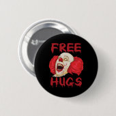 Free Hugs Halloween Evil Killer Beängstigend Clown Button (Vorne & Hinten)