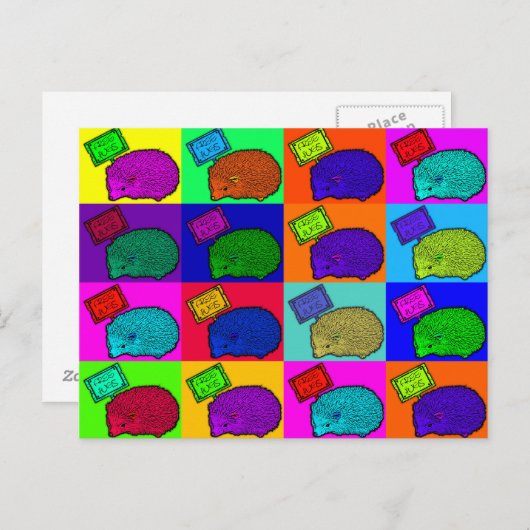 Free Hugs Igel Farbenfrohe Pop Postkarte (Vorne/Hinten)