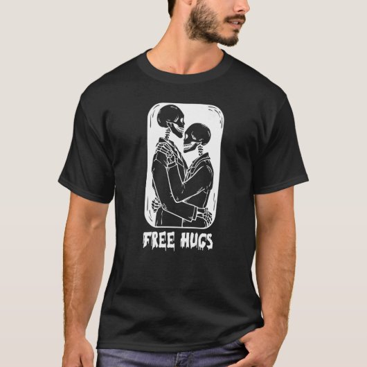 Free Hugs Kiss Skeleton Men Gay Skeletons Hug T-Shirt (Vorderseite)