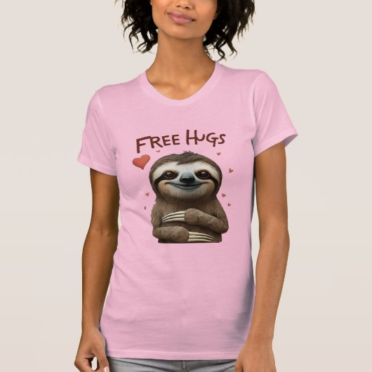 Free Hugs Niedlich Sloth T-Shirt (Vorderseite)