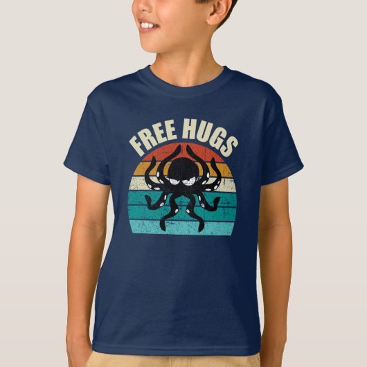 Free Hugs Octopus 8 Armed Cephalopod Comedy T-Shirt (Vorderseite)
