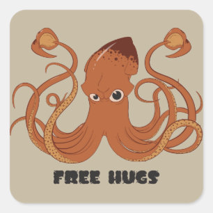 Free Hugs Tintenfisch Stickers
