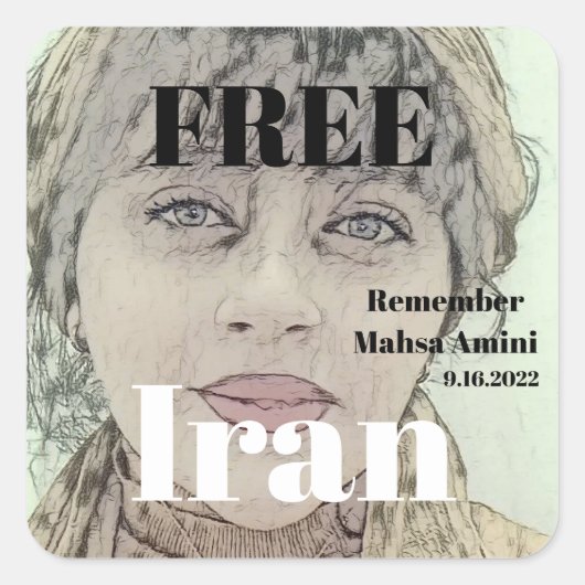 FREE IRAN ERINNERN Mahsa Amini Quadratischer Aufkleber (Vorderseite)
