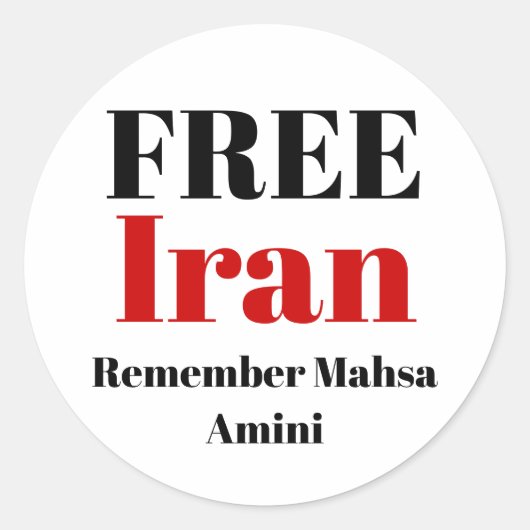 FREE IRAN ERINNERN Mahsa Amini Runder Aufkleber (Vorderseite)