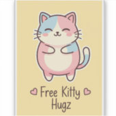 Free Kitty Hugz – Cute Kawaii Cat Vinyl Sticker (Vorderseite)