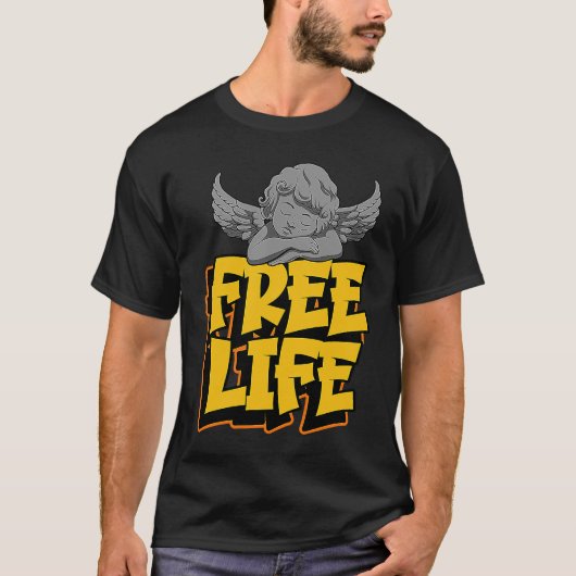 Free Life Cherub Cupid Angel Urban Street Graffiti T-Shirt (Vorderseite)