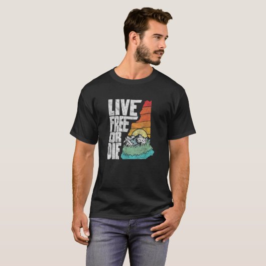 Free Live oder Die Retro New Hampshire Nature Grap T-Shirt (Vorne ganz)