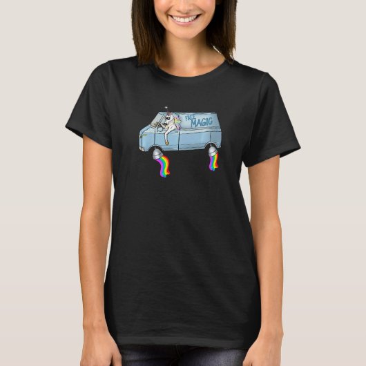 Free Magic Unicorn Driver Fantasy Rainbow T-Shirt (Vorderseite)