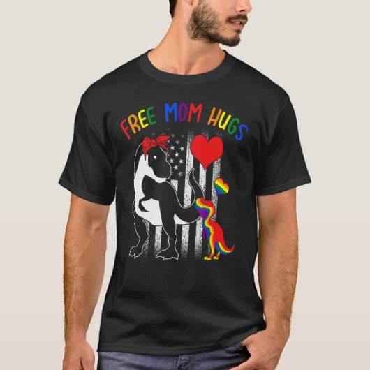 Free Mama Hugs Lgbt Rex Rainbow Transgender Pride T-Shirt (Vorderseite)
