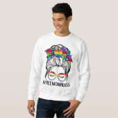 Free Mama Hugs Messy Bun LGBT Pride Rainbow Sweatshirt (Vorne ganz)
