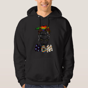Free Mama Hugs Messy Bun Lgbt Pride Sun Rainbow Te Hoodie