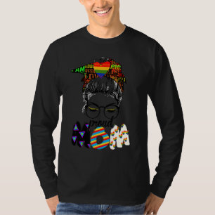 Free Mama Hugs Messy Bun Lgbt Pride Sun Rainbow Te T-Shirt