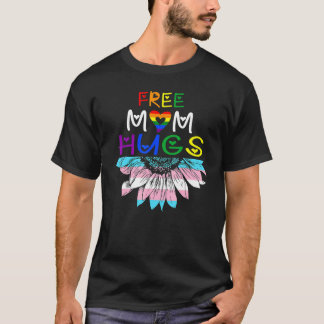 Free Mama Hugs Messy Bun Rainbow Lgbt Pride 5 T-Shirt