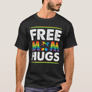 Free Mama Hugs Messy Bun Rainbow LGBT Pride Monat T-Shirt