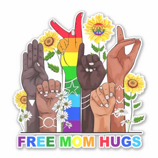 Free Mama Hugs Rainbow Aufkleber (Vorderseite)
