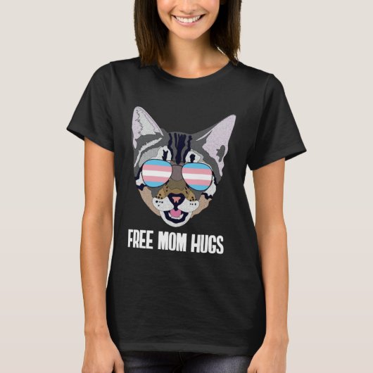 Free Mom Hugs Funny Cat Trans Pride T-Shirt (Vorderseite)