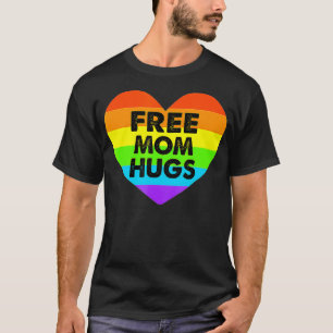 Free Mom Hugs Gay Pride Transgender Rainbow Heart T-Shirt