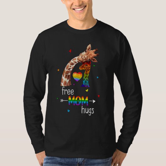 Free Mom Hugs Rainbow Giraffe Heart Lgbt Pride Mo T-Shirt (Vorderseite)