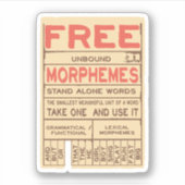 Free Morphemes Funny Grammar English Language Aufkleber (Vorderseite)