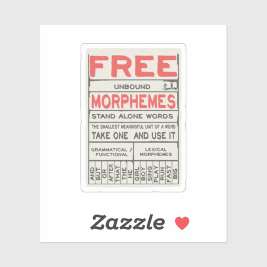 Free Morphemes Funny Grammar English Language Aufkleber (Blatt)
