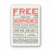 Free Morphemes Funny Grammar English Language Aufkleber (Vorderseite)