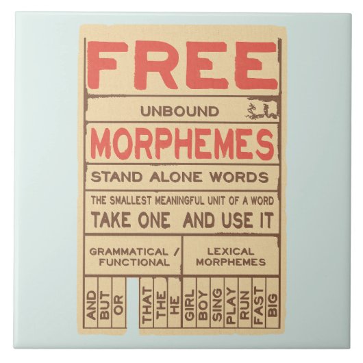 Free Morphemes Funny Grammar English Language Fliese (Vorderseite)