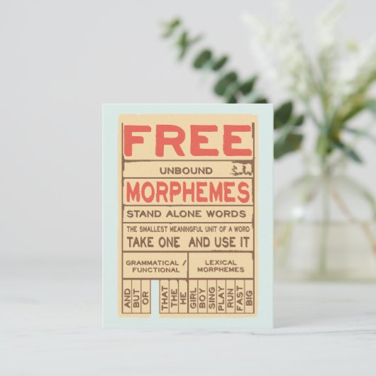 Free Morphemes Funny Grammar English Language Postkarte (Stehend Vorderseite)