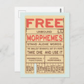 Free Morphemes Funny Grammar English Language Postkarte (Vorne/Hinten)