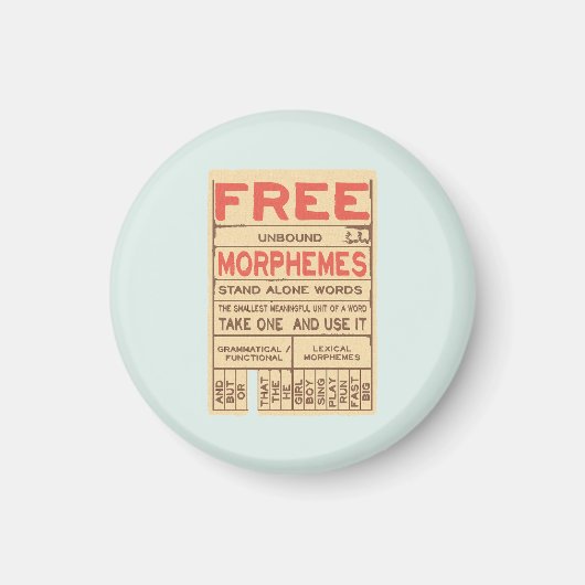 Free Morphemes Funny Grammar English Phonics Magnet (Vorne)