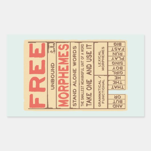Free Morphemes Funny Grammar English Phonics Rechteckiger Aufkleber (Vorderseite)