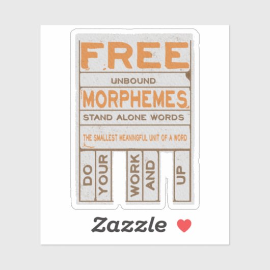 Free Morphemes witzige strukturierte Alphabetisier Aufkleber (Blatt)