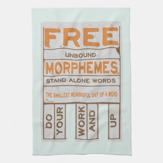 Free Morphemes witzige strukturierte Alphabetisier Geschirrtuch (Vertikal)