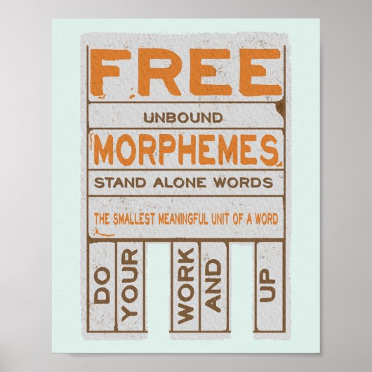 Free Morphemes witzige strukturierte Alphabetisier Poster (Vorne)