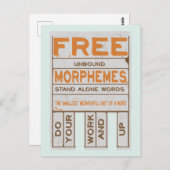 Free Morphemes witzige strukturierte Alphabetisier Postkarte (Vorne/Hinten)