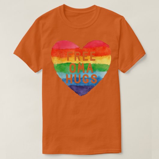 Free Oma Hugs LGBT Flag T-Shirt (Design vorne)
