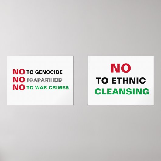 FREE PALÄSTINA NO to GENOCIDE APARTHEID KRIEGSVERB Bilderwand Sets (Vorderseite)