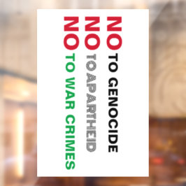 FREE PALÄSTINA NO to GENOCIDE APARTHEID KRIEGSVERB Fensteraufkleber