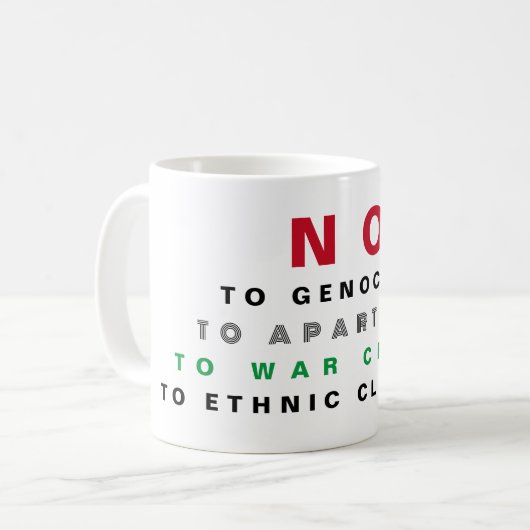 FREE PALÄSTINA NO to GENOCIDE APARTHEID KRIEGSVERB Kaffeetasse (Vorderseite Links)