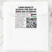 FREE PALÄSTINE - Illegal to Aid Israel QR-Code Quadratischer Aufkleber (Tasche)