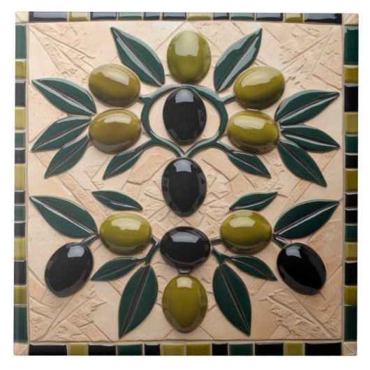 FREE PALÄSTINE Oliven Zweige Mosaik Keramik Fliese (Vorderseite)
