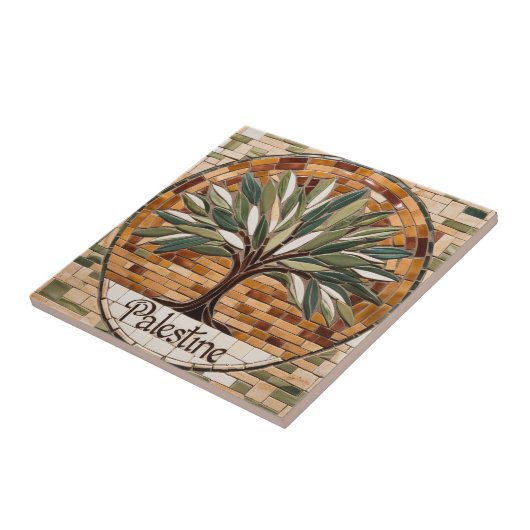 FREE PALÄSTINE Oliven Zweige Mosaik Keramik Fliese (Seite)