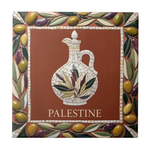 FREE PALÄSTINE Oliven Zweige Mosaik Keramik Fliese (Vorderseite)