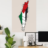 Free Palestine Barbed Wire Map Palästinensische Fr Poster (Heimbüro)