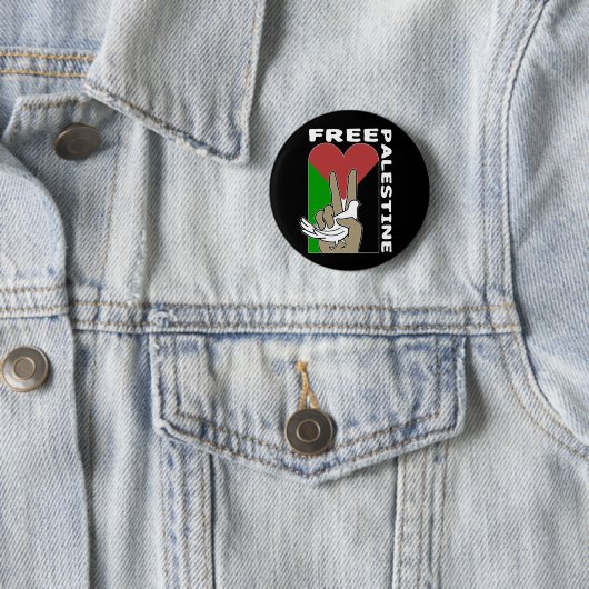 Free Palestine Dove Heart Peace Sign Black Button (Beispiel)