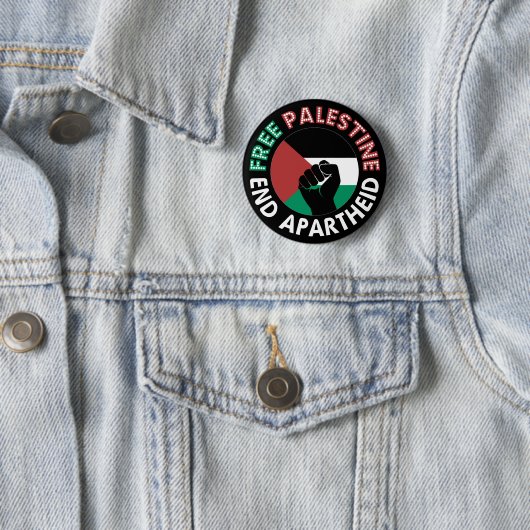 Free Palestine End Apartheid Flag Schwarz Button (Beispiel)